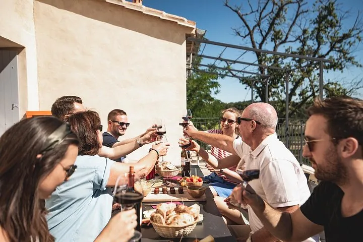Electric bikes on a vineyard lane on a Bordeaux wine day tour, an e-bike wine day tour from Bordeaux, France